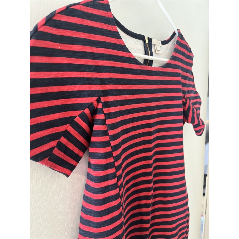 J.CREW Women's Striped Cotton A-Line Dress Navy Red Size Small